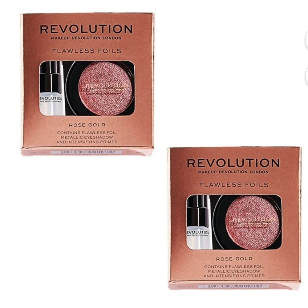 New Bundle of Two Makeup Revolution Flawless Foils Eyeshadow, Rose Gold